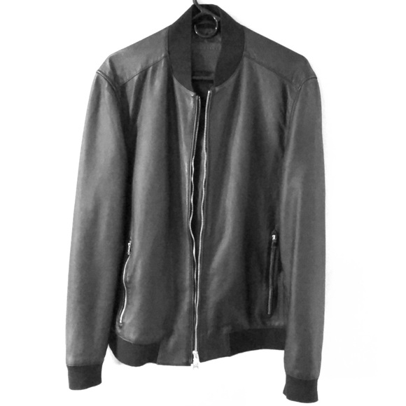 All Saints Other - AllSaints - black leather bomber jacket, size XL